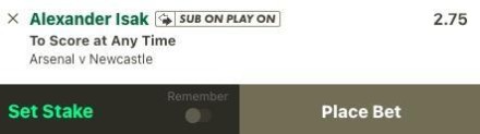 Arsenal v Newcastle bet builder