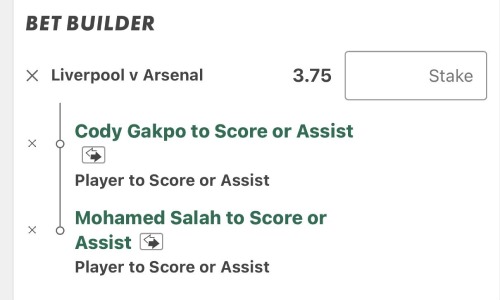 Liverpool v Arsenal bet builder