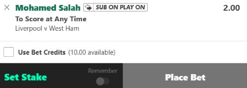 Liverpool v West Ham bet builder