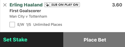 Man City v Tottenham bet builder