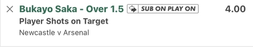 Newcastle vs Arsenal bet builder