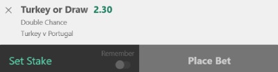 Turkey v Portugal bet builder
