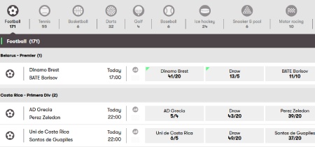 Betting markets at 10bet