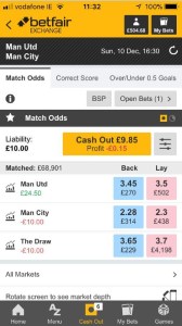 Betfair Mobile App - Cash Out Function