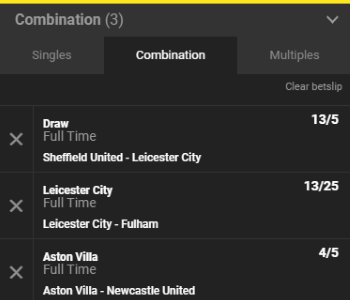 The betslip at Unibet